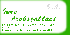 imre arokszallasi business card